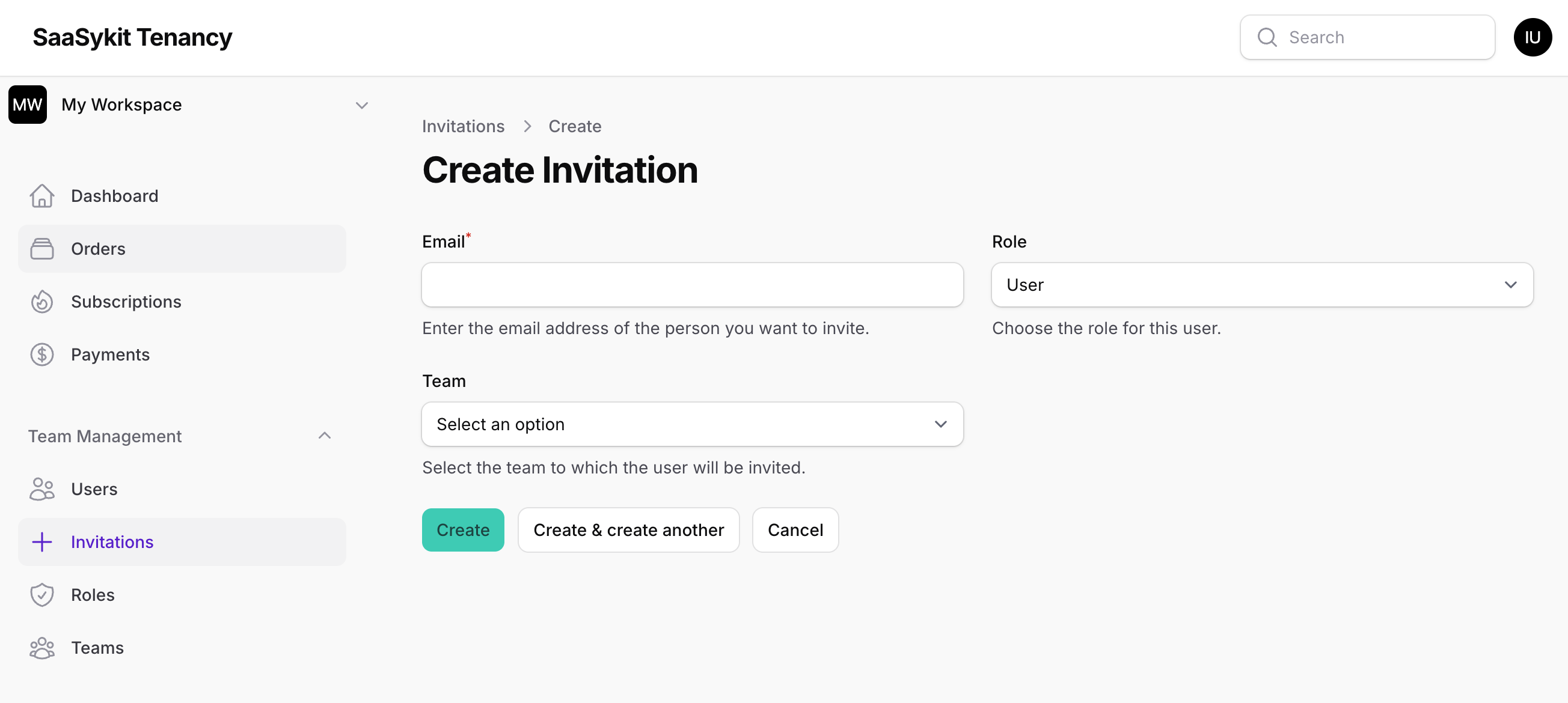 Create invitation
