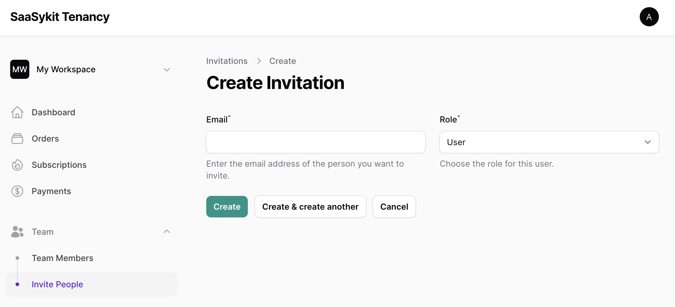 Create invitation