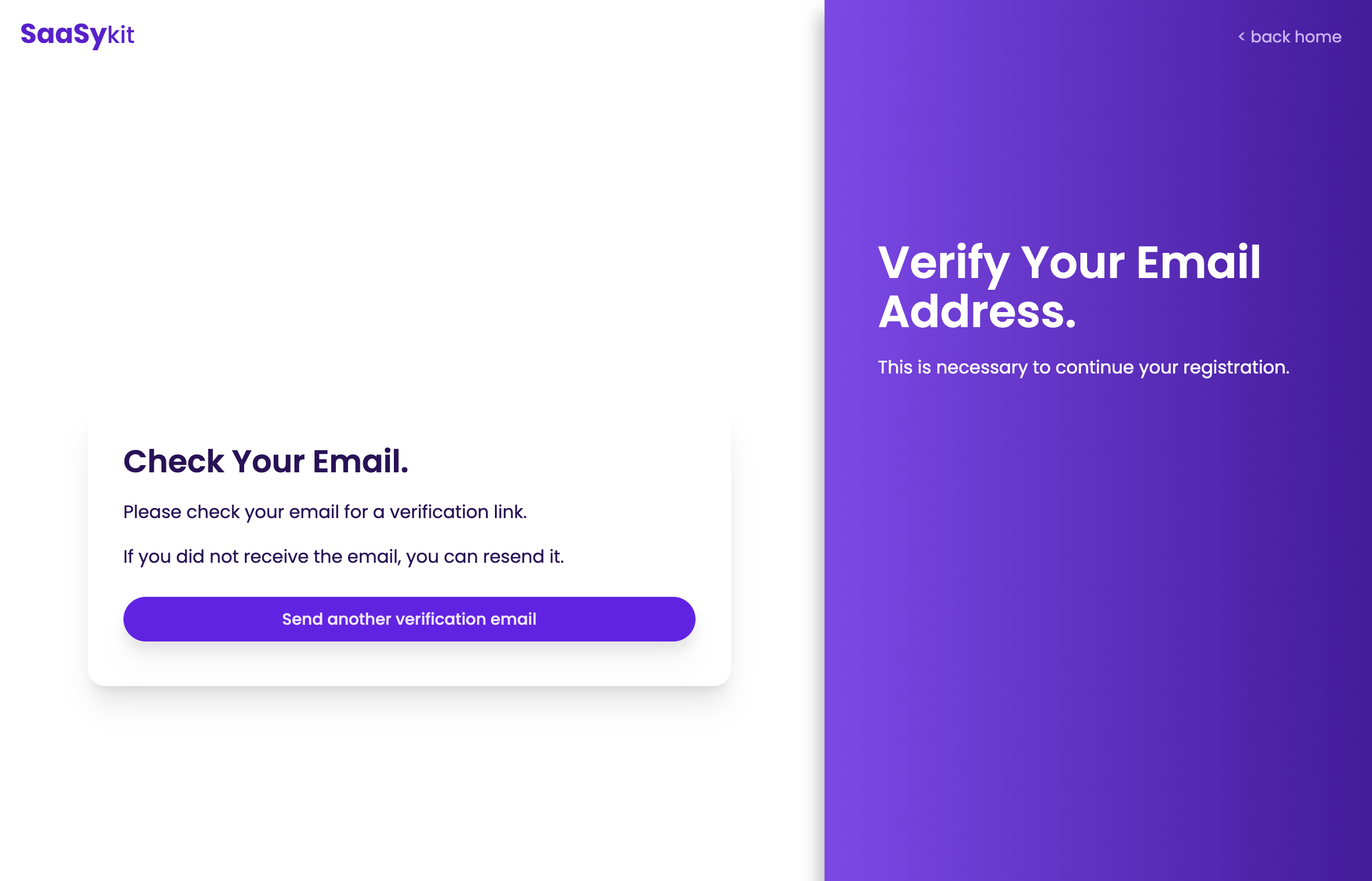 Email verification notice