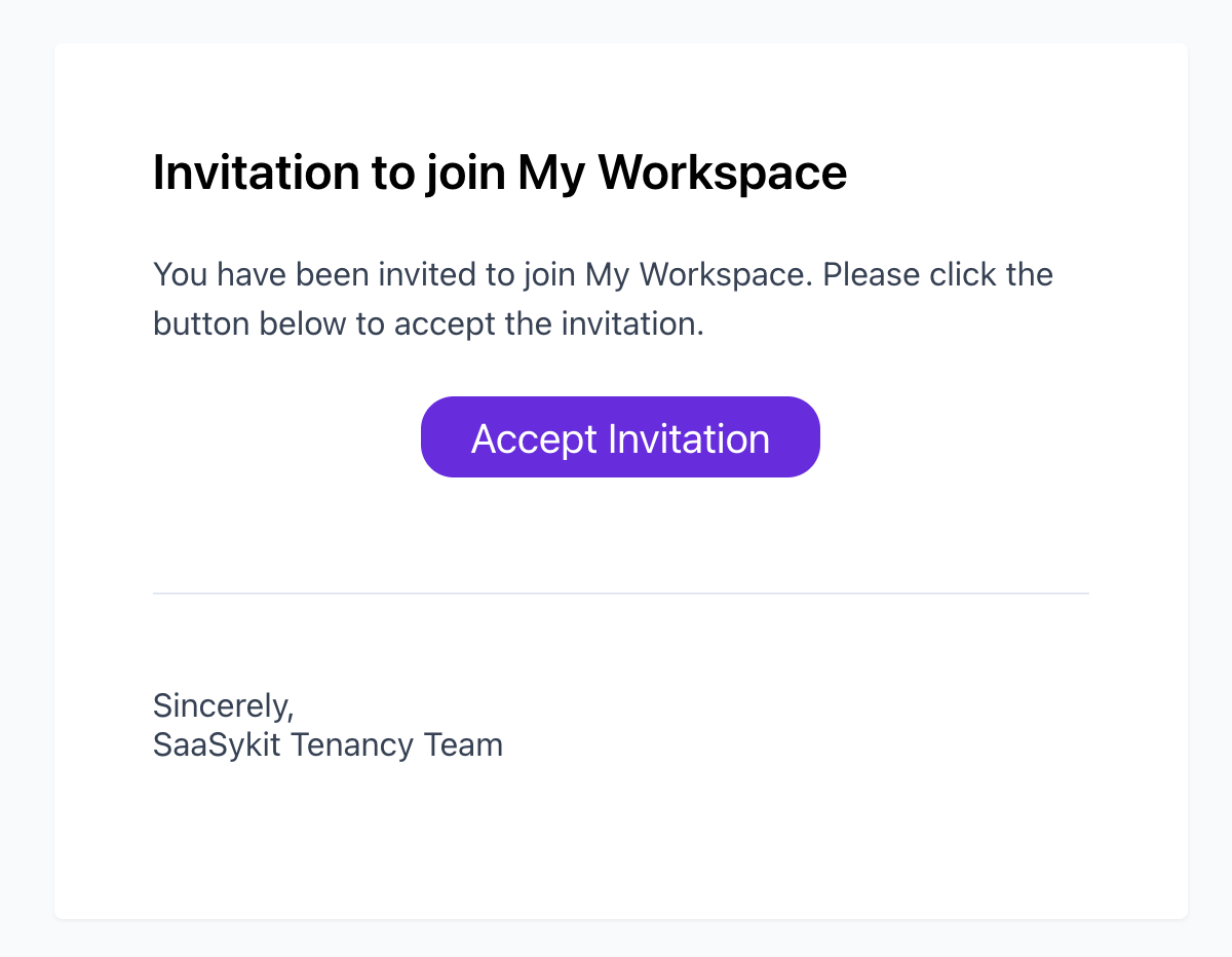 Invitation email