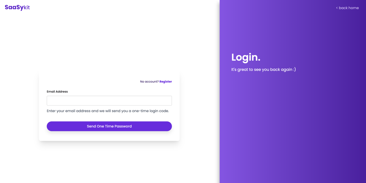 OTP login screen