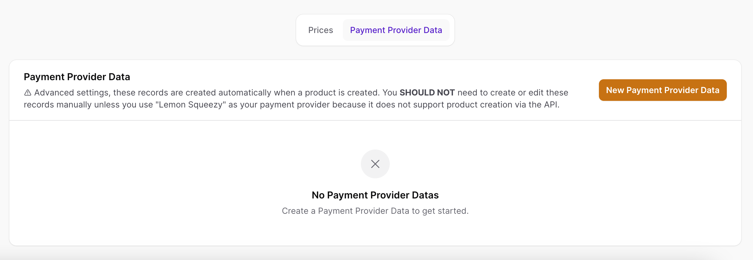 Payment provider data