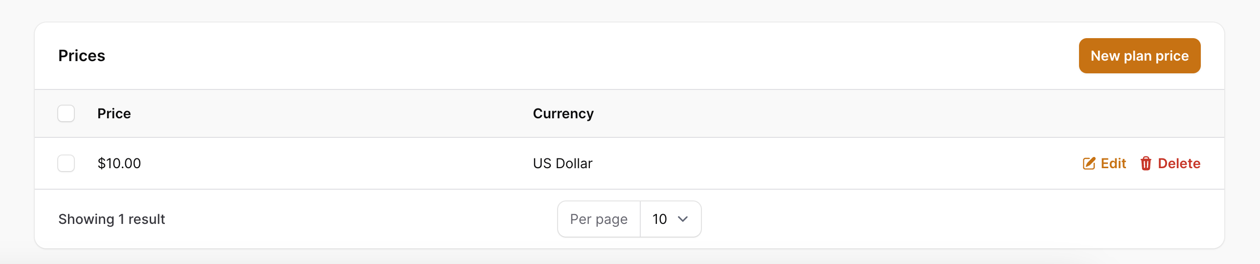 Plan pricing