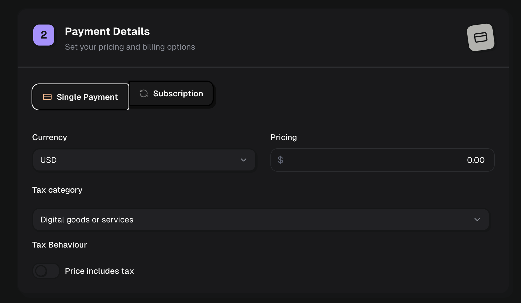 One-time purchase product