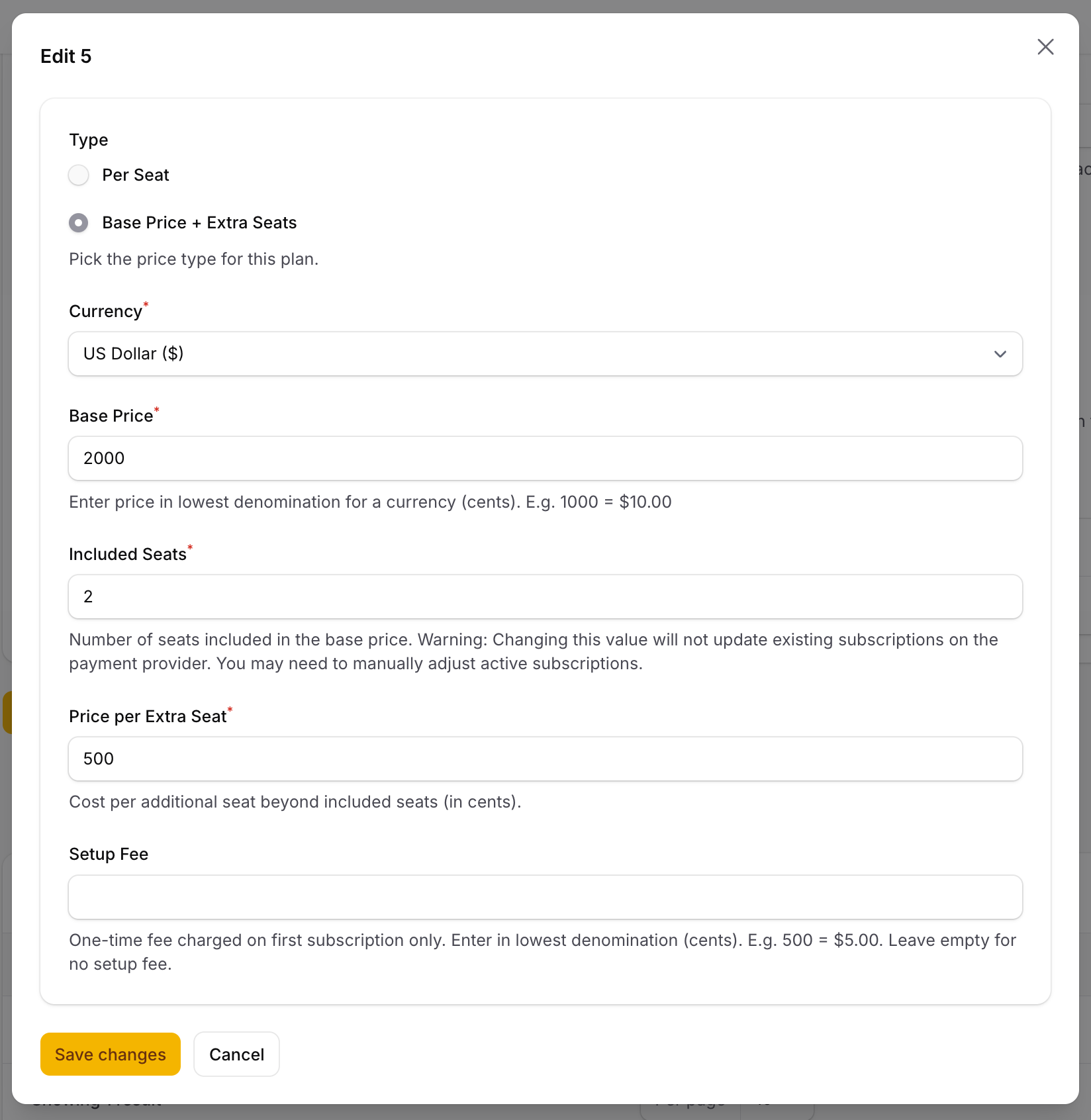 Seat-based with included seats