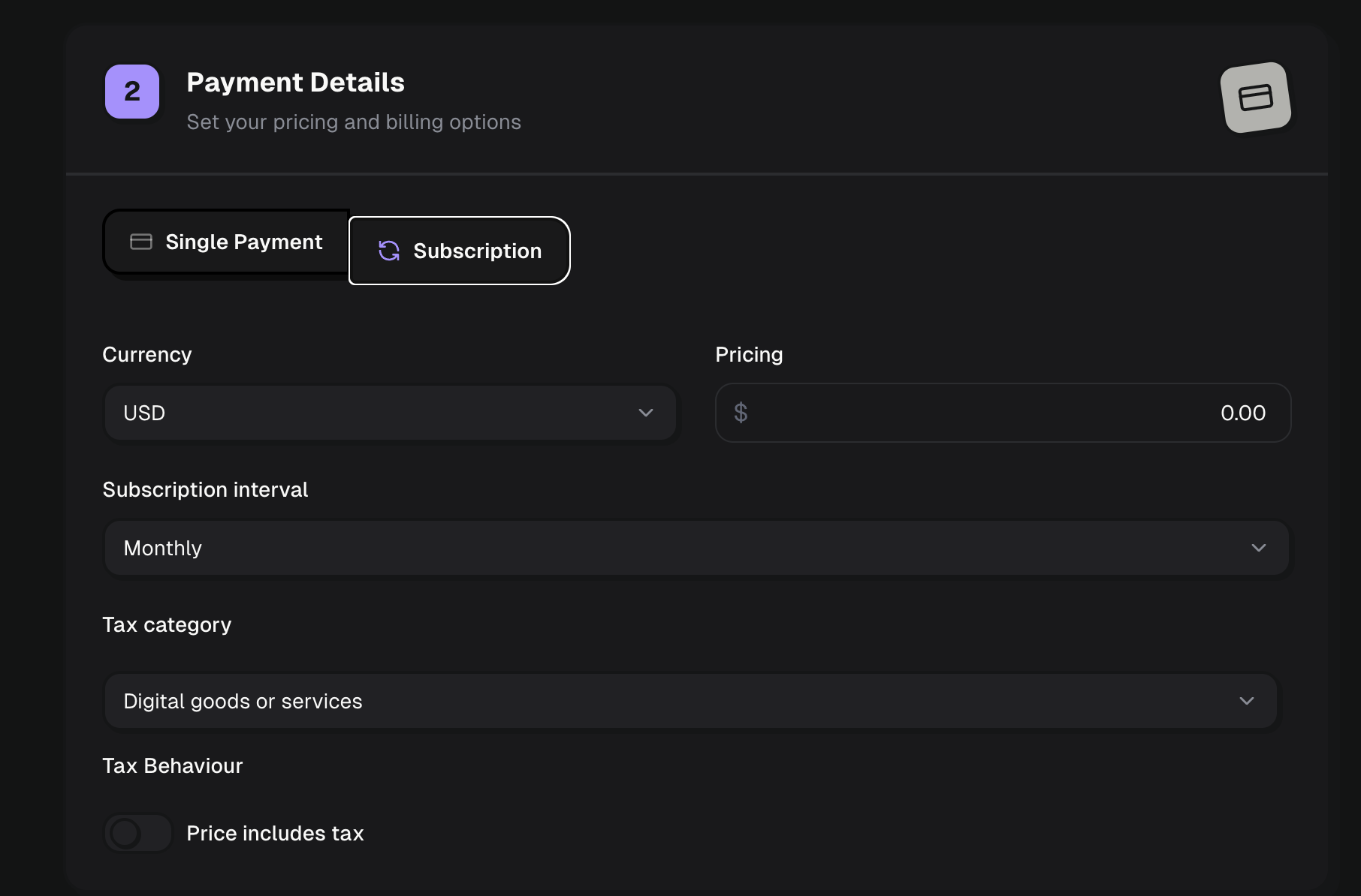Subscription pricing