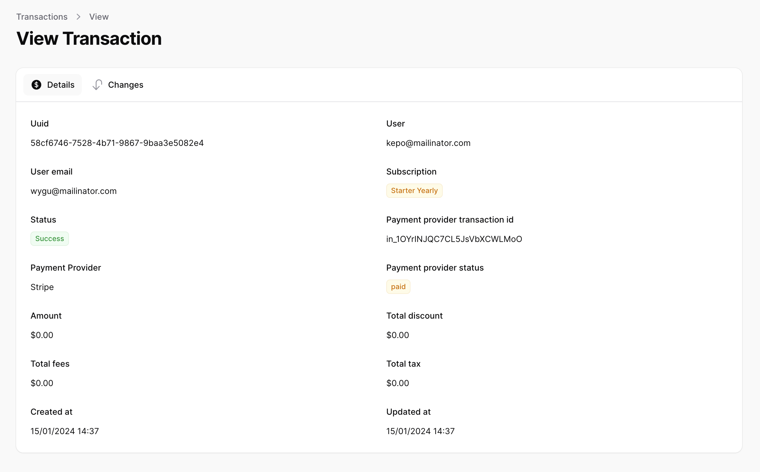 Transaction Details