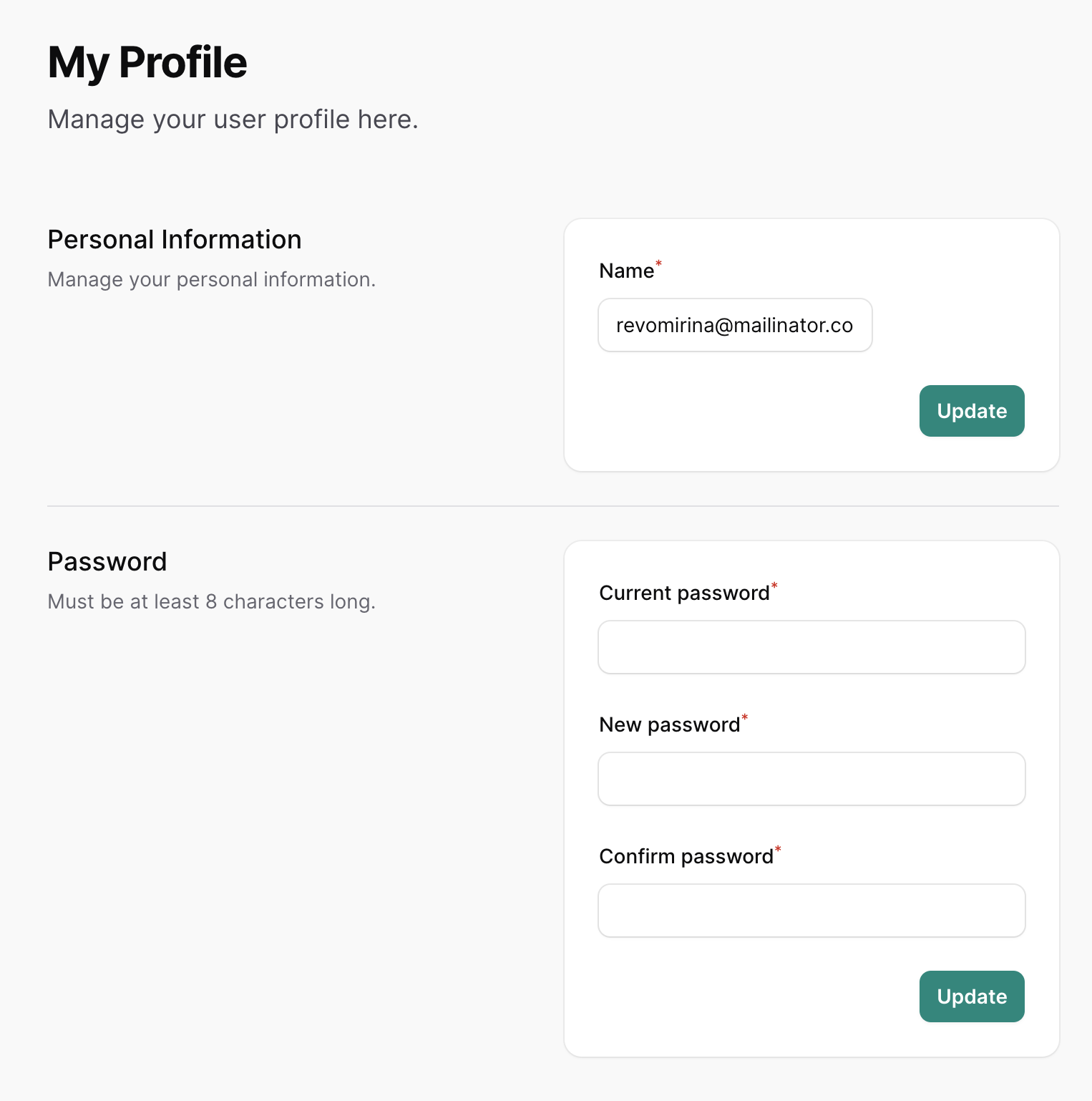 User Dashboard Profile