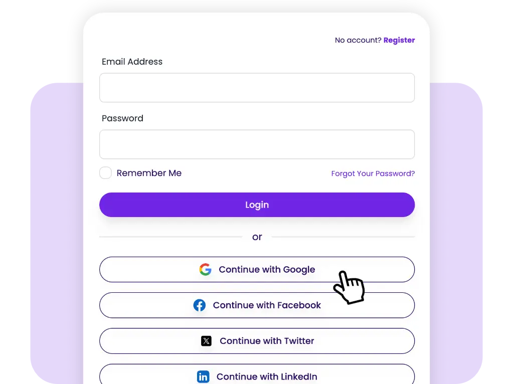 user login & authentication support